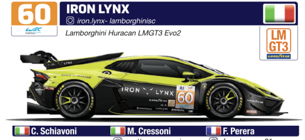 Decal Iron Lynx - Lamborghini Huracan LMGT3 Evo2 #60 FFSFD1027v14 RSPTM